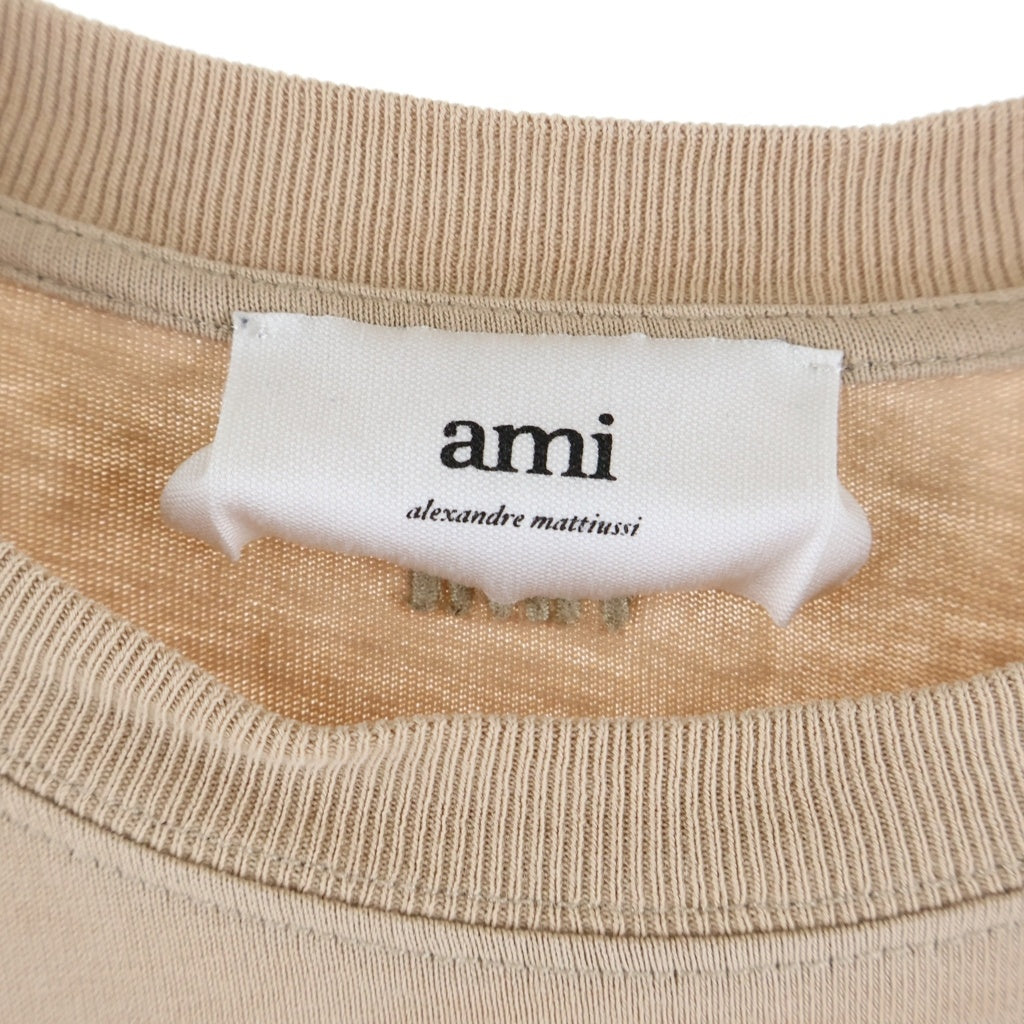 ami(アミ) Ami De Coeur アミ ドゥ クール ハートロゴ刺繍 ロングスリーブ 長袖Tシャツ カットソー ベージュ UTS205726