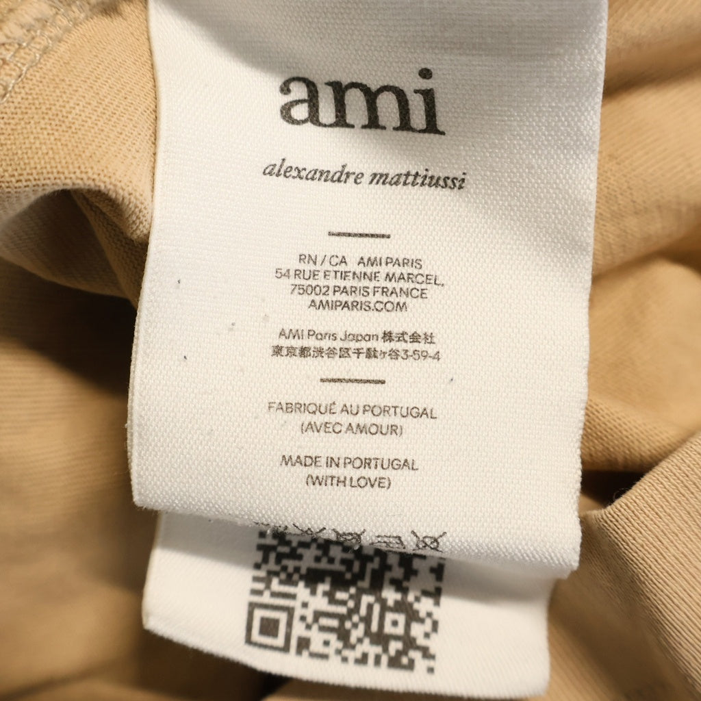 ami(アミ) Ami De Coeur アミ ドゥ クール ハートロゴ刺繍 ロングスリーブ 長袖Tシャツ カットソー ベージュ UTS205726