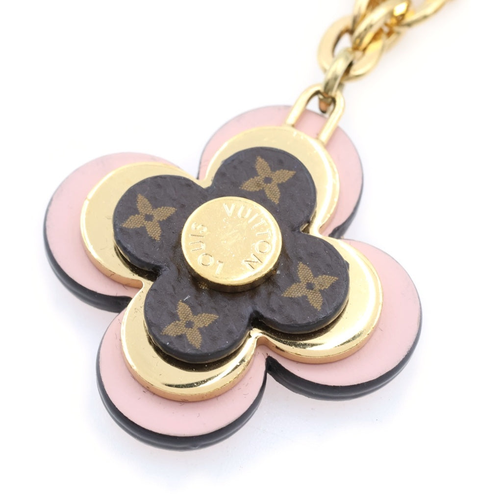 LOUIS VUITTON(ルイヴィトン) LVチェーン ブルーミング フラワー バックチャーム ストラップ モノグラム レザー ゴールド/ブラウン/ピンク M01414 レディース