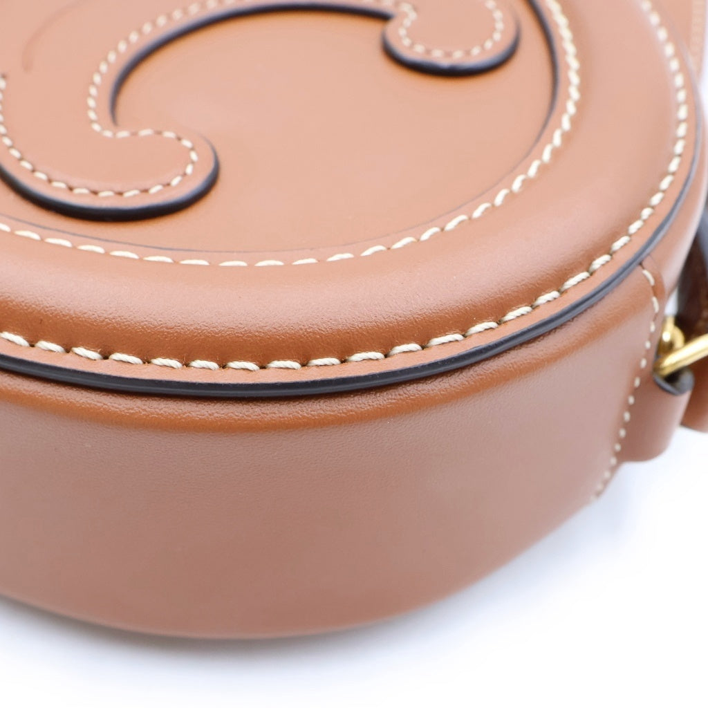 CELINE(セリーヌ) キュイルトリオンフ オーバルパースショルダーバッグ ブラウン レザー ゴールド金具 レディース
