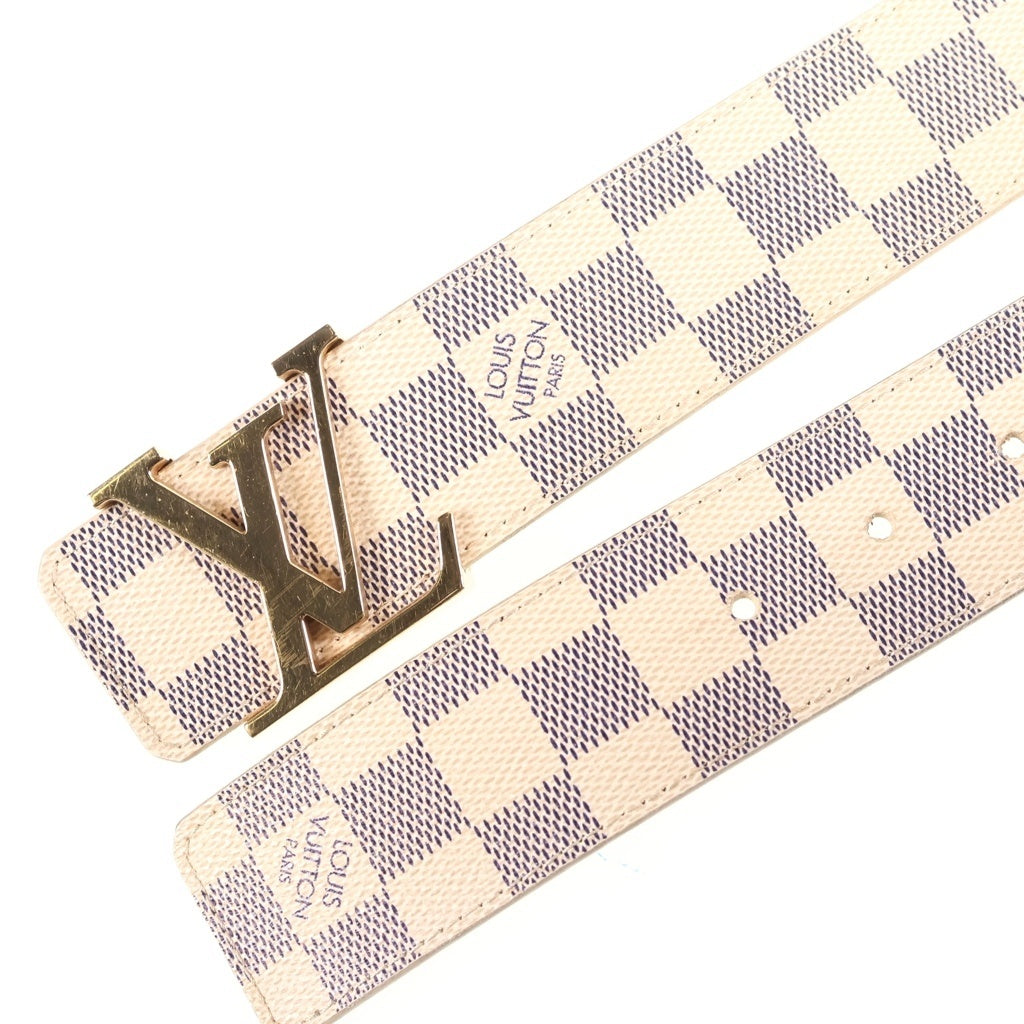 LOUIS VUITTON(ルイヴィトン) ダミエ アズール サンチュール LVイニシャル ベルト ホワイト PVC×レザー メンズ #95/38 M9609 ゴールド金具