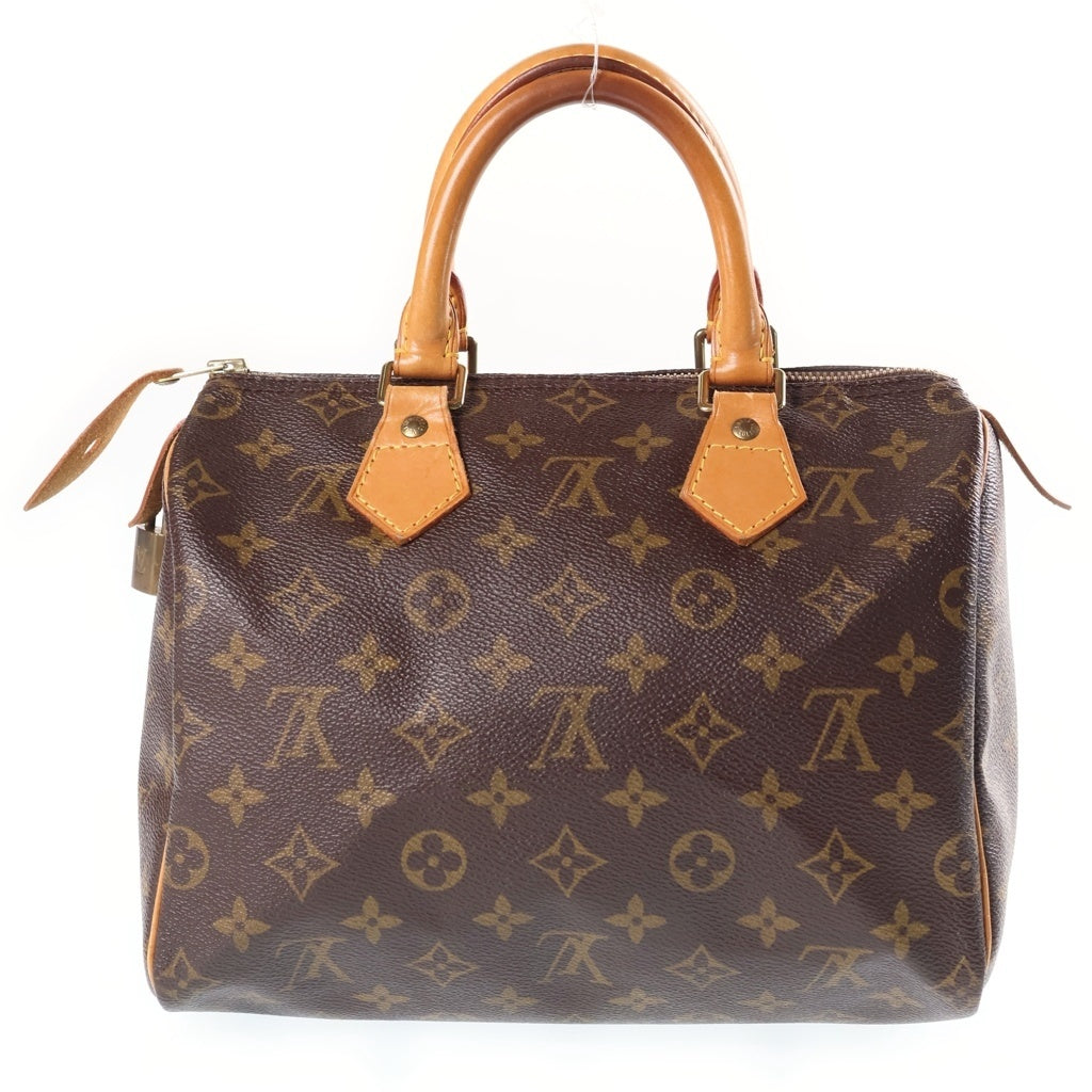 LOUIS VUITTON(ルイヴィトン) モノグラム スピーディ25 ハンドバッグ ミニボストンバッグ ブラウン レザー×PVC M41528 ゴールド金具 レディース