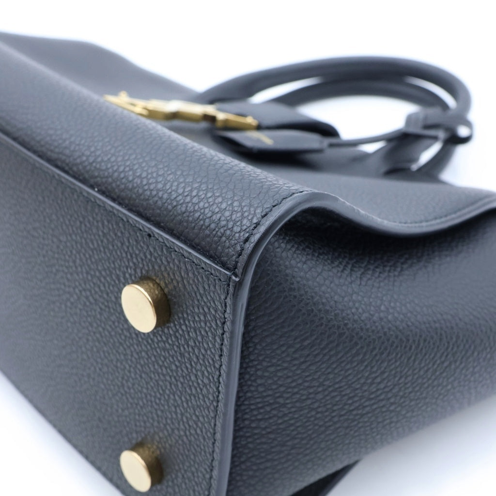 SAINT LAURENT PARIS(サンローランパリ) ベイビーダウンタウンカバス 2WAYハンドバッグ ショルダーバッグ ブラック レザー 635346 ゴールド金具 レディース