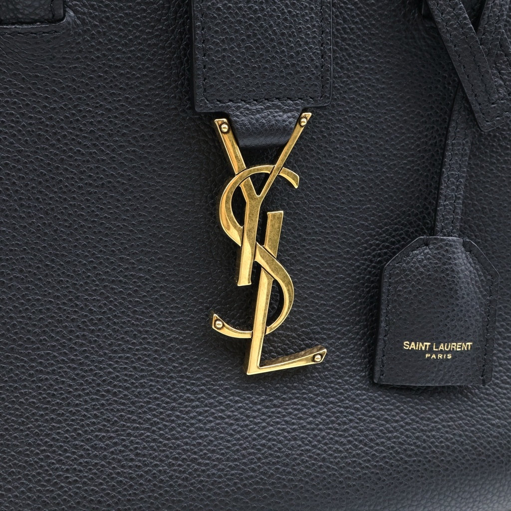 SAINT LAURENT PARIS(サンローランパリ) ベイビーダウンタウンカバス 2WAYハンドバッグ ショルダーバッグ ブラック レザー 635346 ゴールド金具 レディース