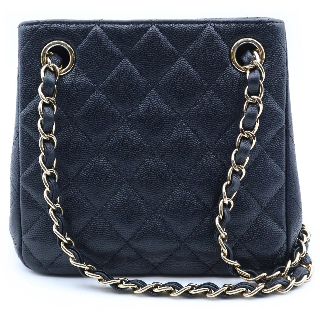 CHANEL(シャネル) マトラッセ ミニチェーン バケットバッグ ショルダーバッグ ブラック キャビアスキン AS3176 ゴールド金具 レディース