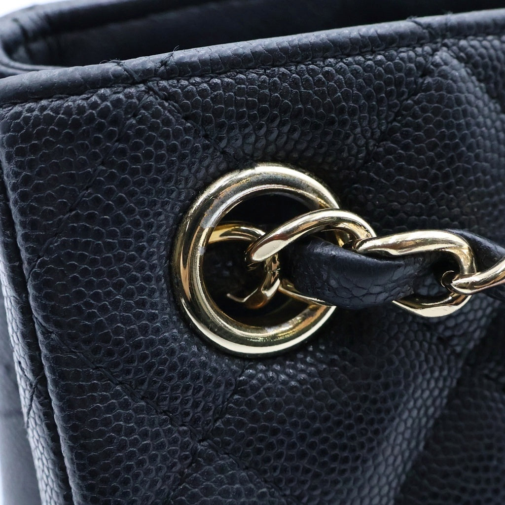 CHANEL(シャネル) マトラッセ ミニチェーン バケットバッグ ショルダーバッグ ブラック キャビアスキン AS3176 ゴールド金具 レディース