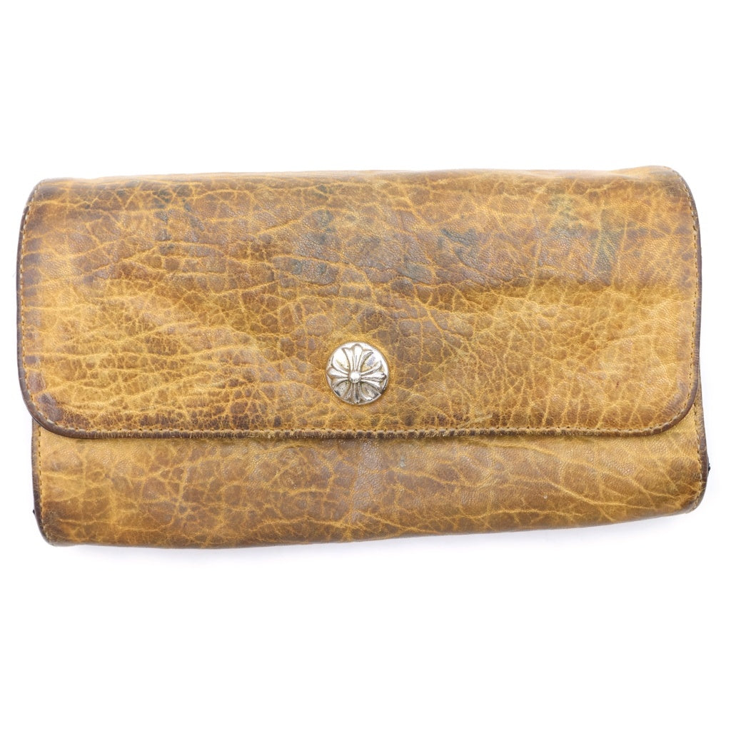 CHROME HEARTS(クロムハーツ) JUDY CROSS BALL ジュディ クロス ボール ボタン レザーウォレット 長財布 ブラウン