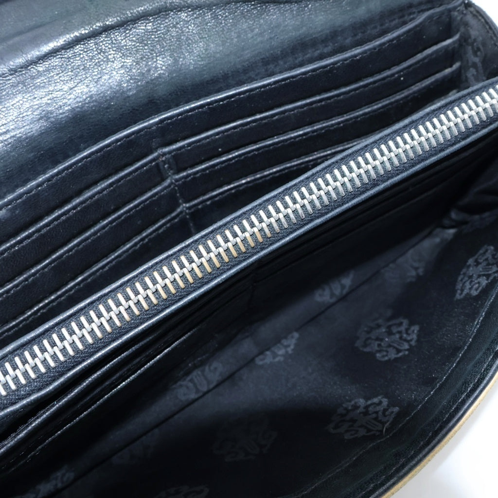 CHROME HEARTS(クロムハーツ) JUDY CROSS BALL ジュディ クロス ボール ボタン レザーウォレット 長財布 ブラウン