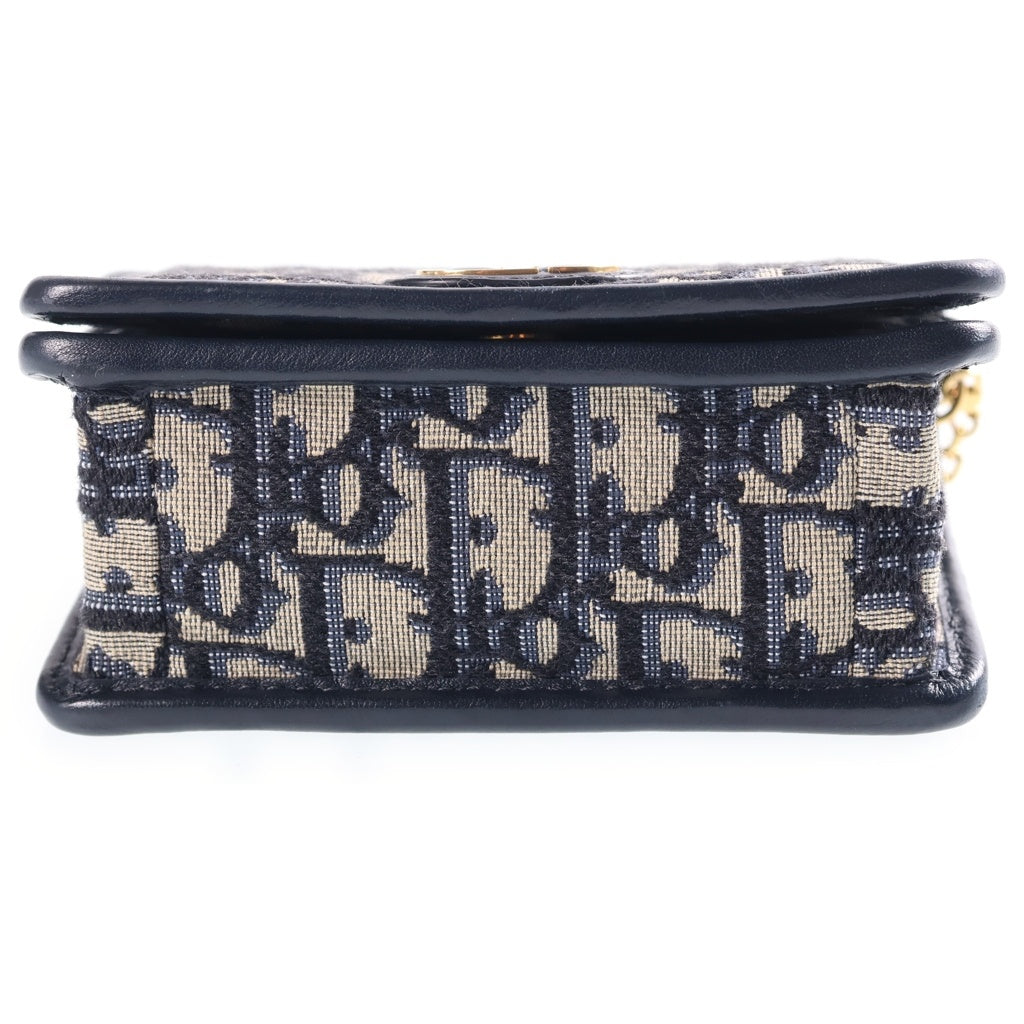 Christian Dior(クリスチャンディオール) オブリーク モンテーニュ 30 ナノ チェーン ショルダーバッグ ミニバッグ レザー キャンバス ネイビー レディース
