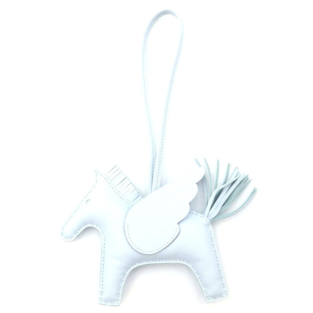HERMES(エルメス) ロデオ ペガサスMM バッグチャーム ライトブルー レザー W刻印 レディース