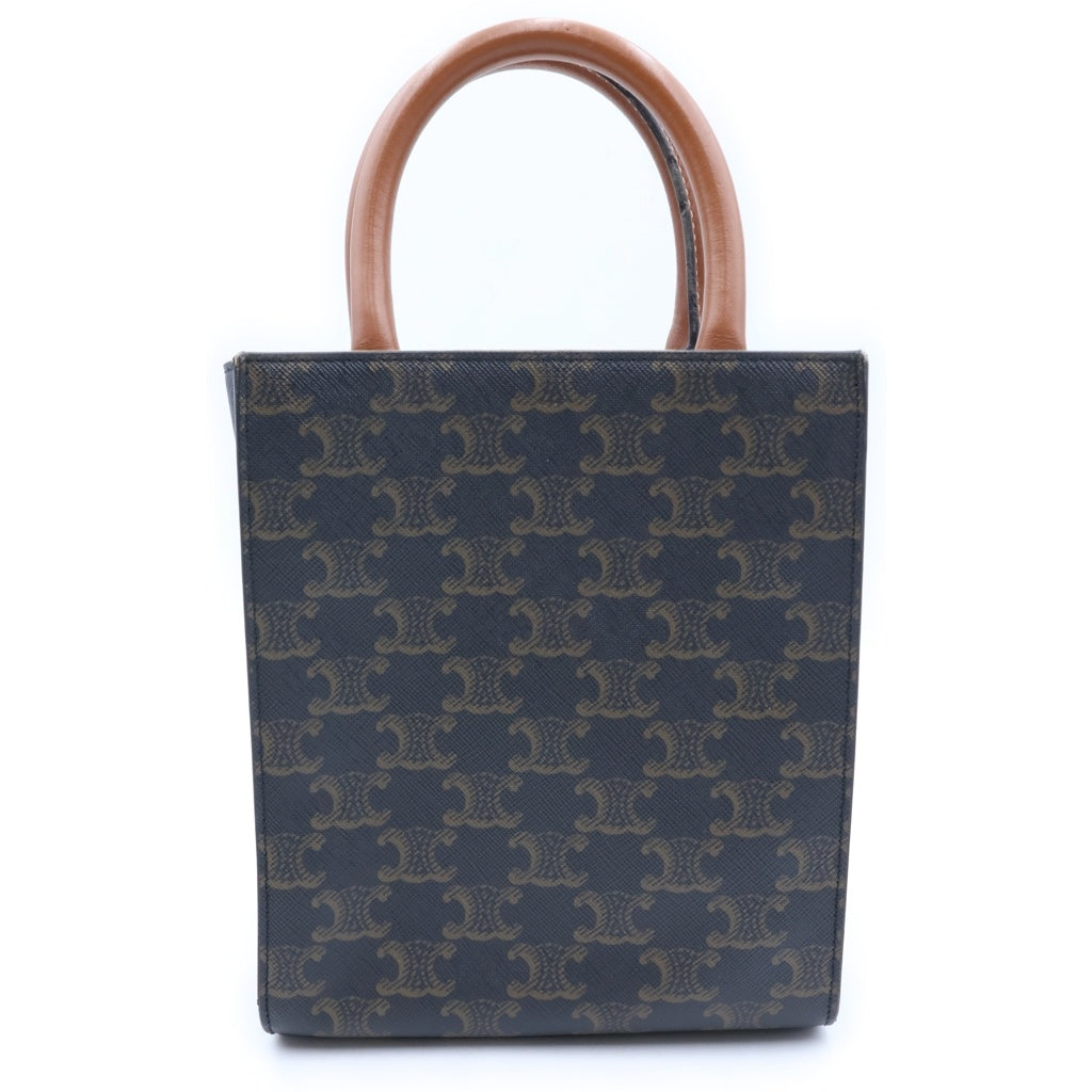 CELINE(セリーヌ) トリオンフ バーティカルカバ ミニ 2WAYハンドバッグ ミニバッグ ショルダーバッグ ブラウン レザー×PVC ゴールド金具 レディース