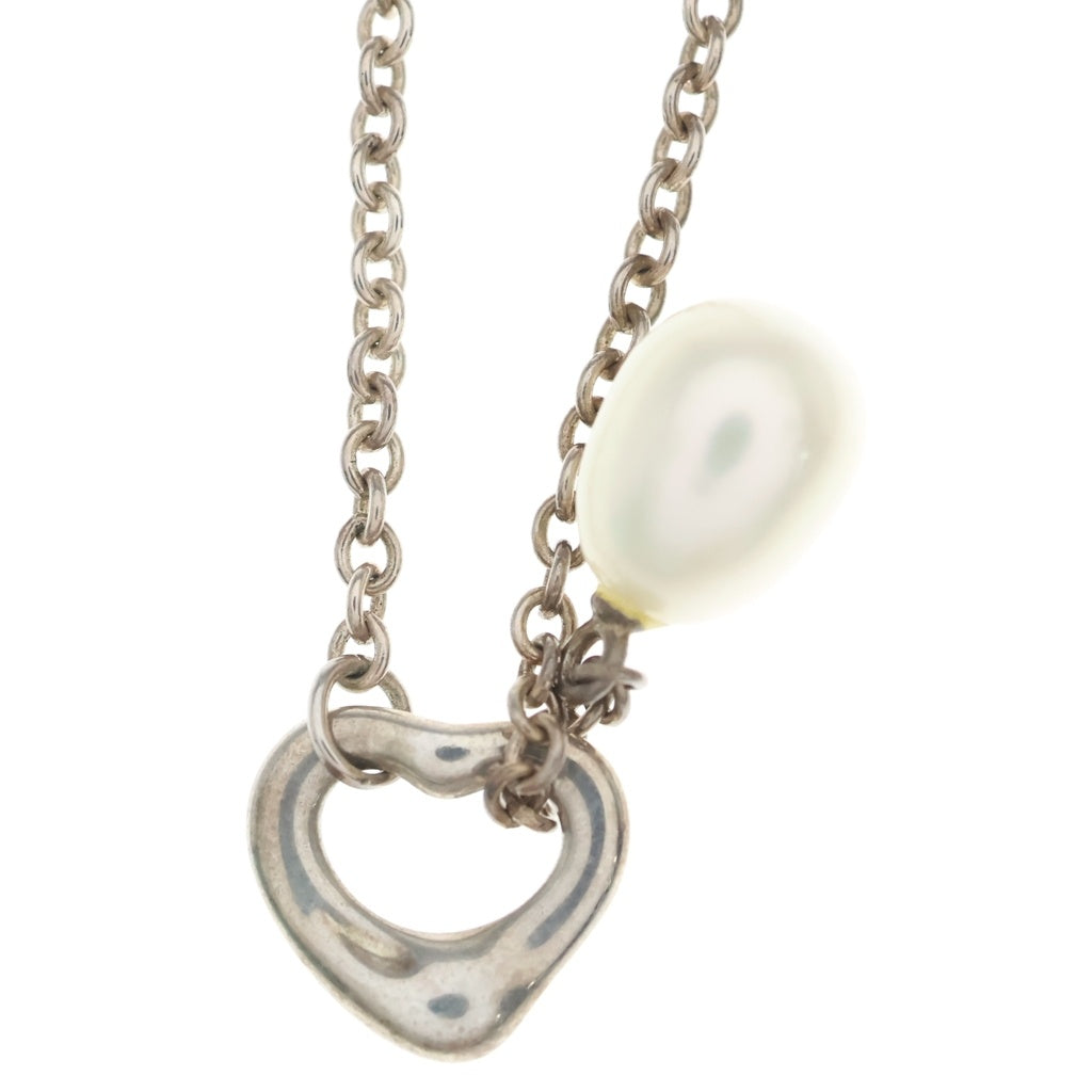 TIFFANY & Co.(ティファニー) オープンハート ラリアット ネックレス ハート パール シルバー 925 レディース