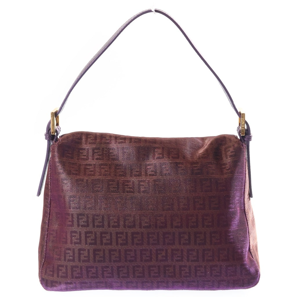 FENDI(フェンディ) マンマバケット ワンショルダー バッグ ズッカ柄 メタリック ラメ キャンバス ブラウン/パープル/ ゴールド 8BR001ーEY6 レディース