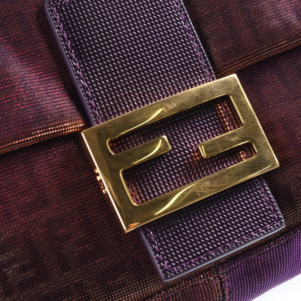 FENDI(フェンディ) マンマバケット ワンショルダー バッグ ズッカ柄 メタリック ラメ キャンバス ブラウン/パープル/ ゴールド 8BR001ーEY6 レディース