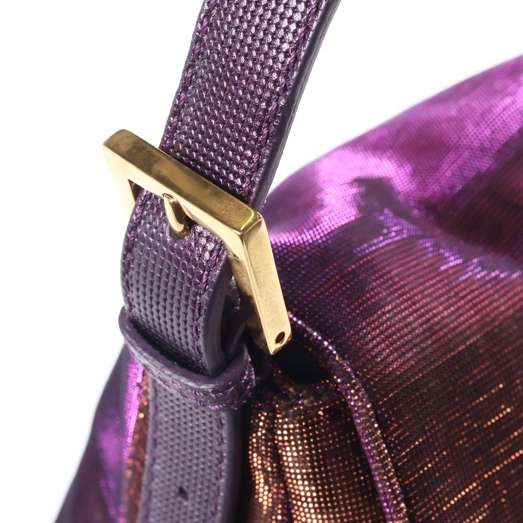 FENDI(フェンディ) マンマバケット ワンショルダー バッグ ズッカ柄 メタリック ラメ キャンバス ブラウン/パープル/ ゴールド 8BR001ーEY6 レディース