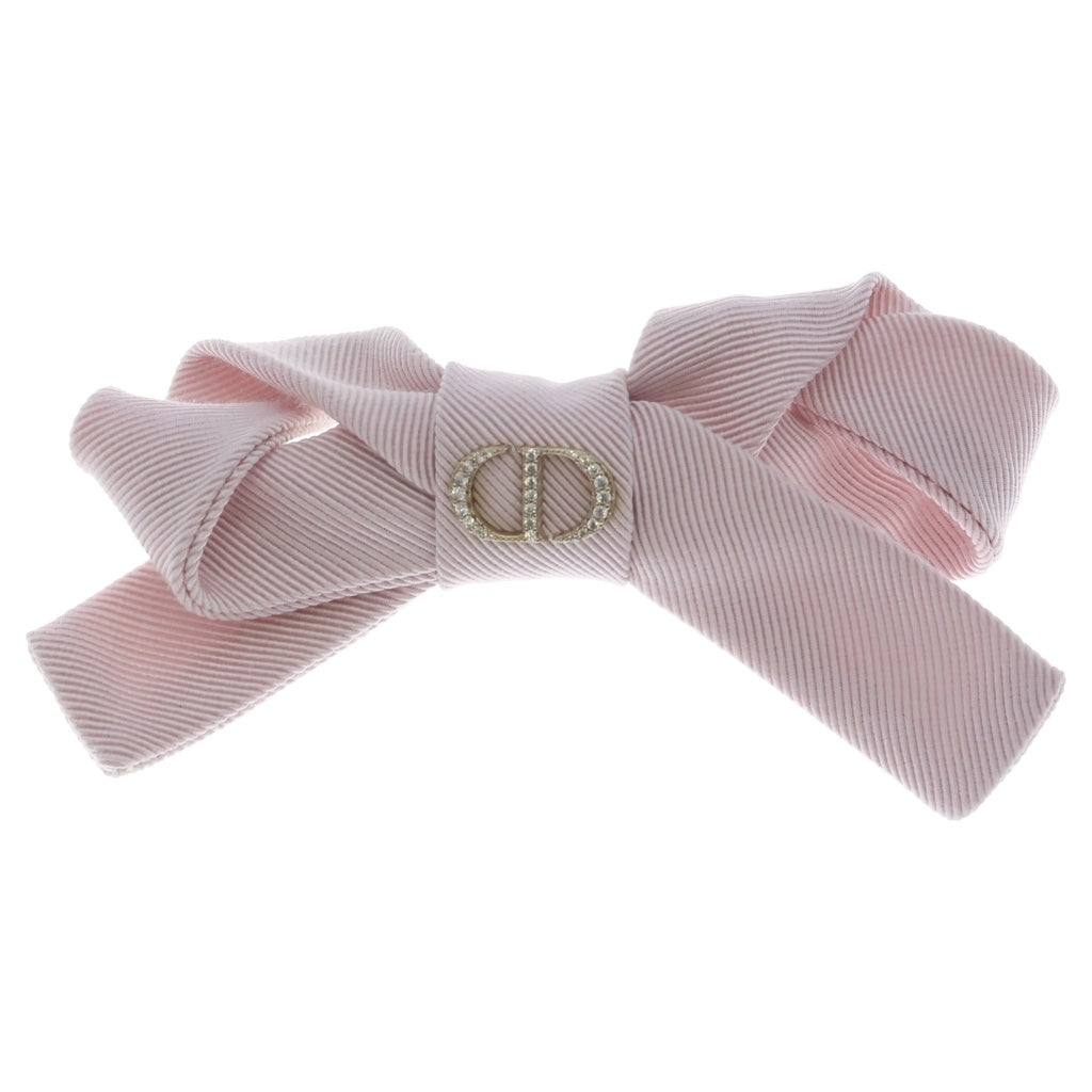 DIOR(ディオール) Diorissimo ディオリッシモ CDロゴ リボンバレッタ ヘアクリップ ピンク ゴールド金具 レディース