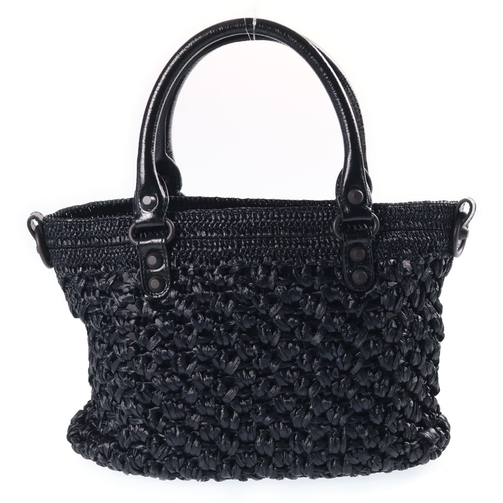 BALENCIAGA(バレンシアガ) シティ 2WAYバッグ ハンドバッグ ショルダーバッグ ブラック レザー×ラフィア 866500 レディース