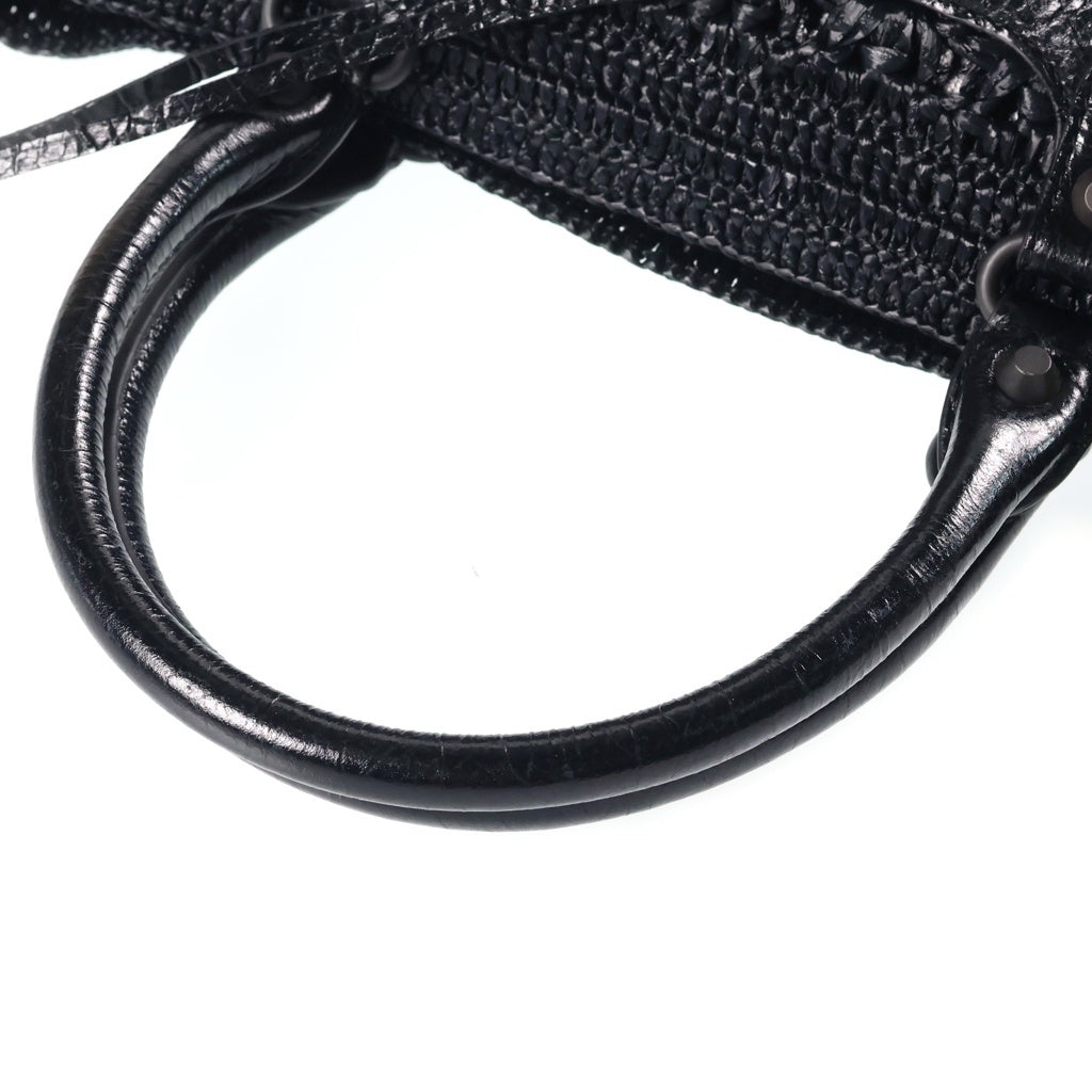 BALENCIAGA(バレンシアガ) シティ 2WAYバッグ ハンドバッグ ショルダーバッグ ブラック レザー×ラフィア 866500 レディース