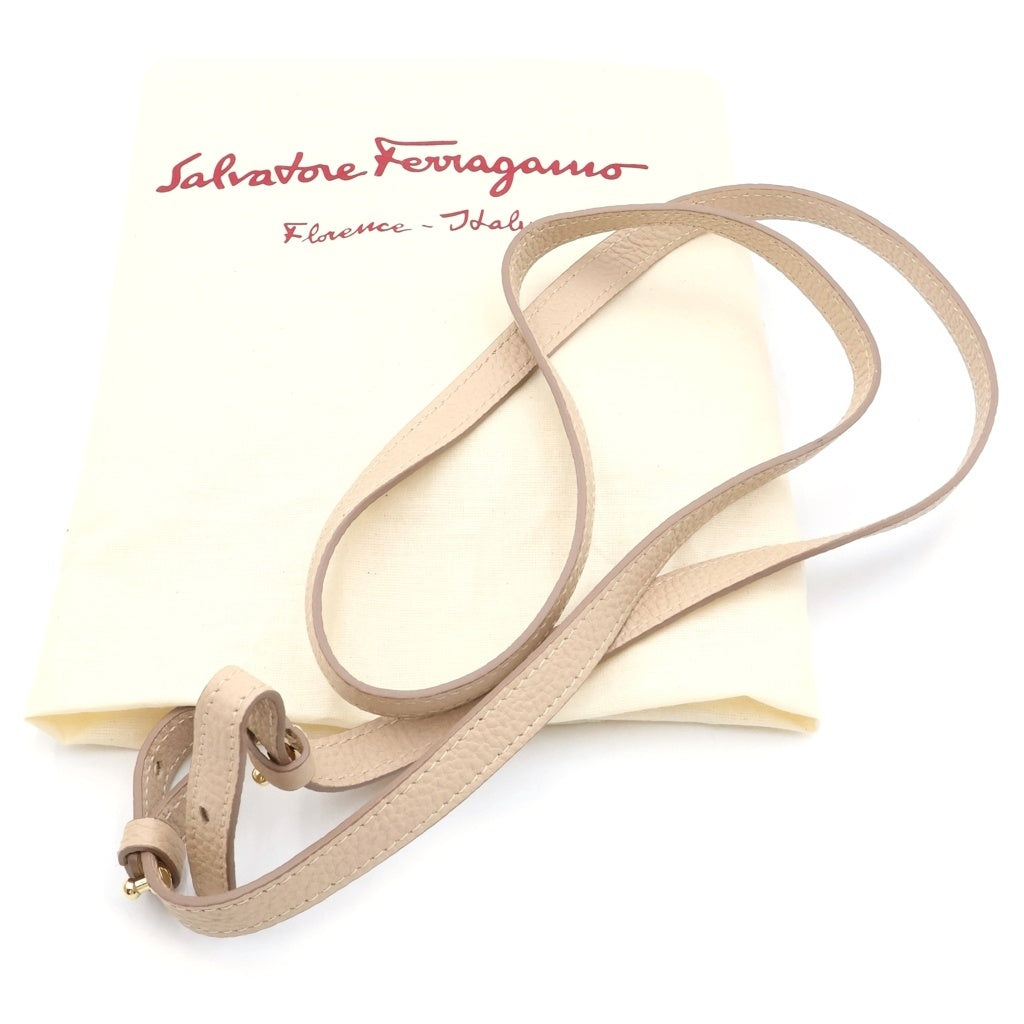 Salvatore Ferragamo(サルヴァトーレ フェラガモ) エイミー 2WAYハンドバッグ ショルダーバッグ ベージュ レザー ゴールド金具 レディース