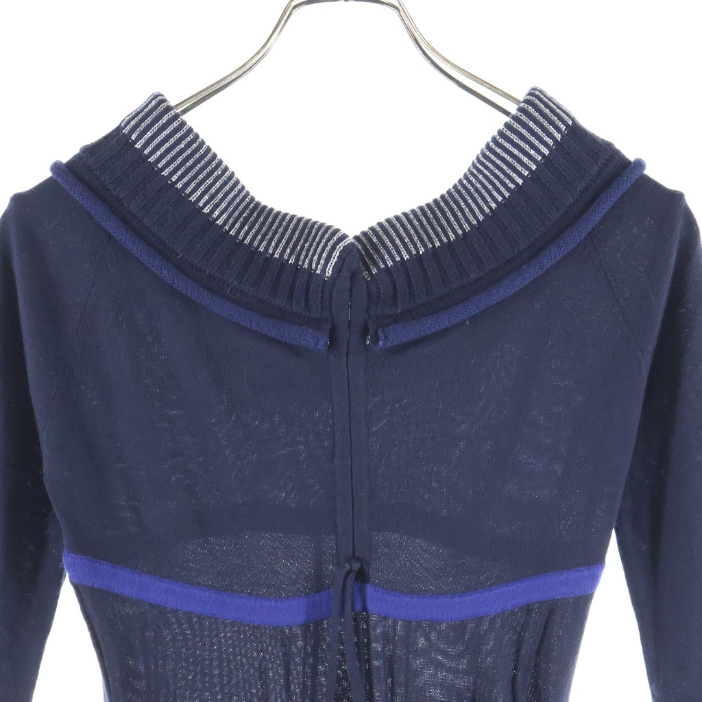 MARITHE FRANCOIS GIRBAUD(マリテフランソワジルボー) ラメ ボーダー ウール ニット ワンピース ネイビー レディース MFG01083