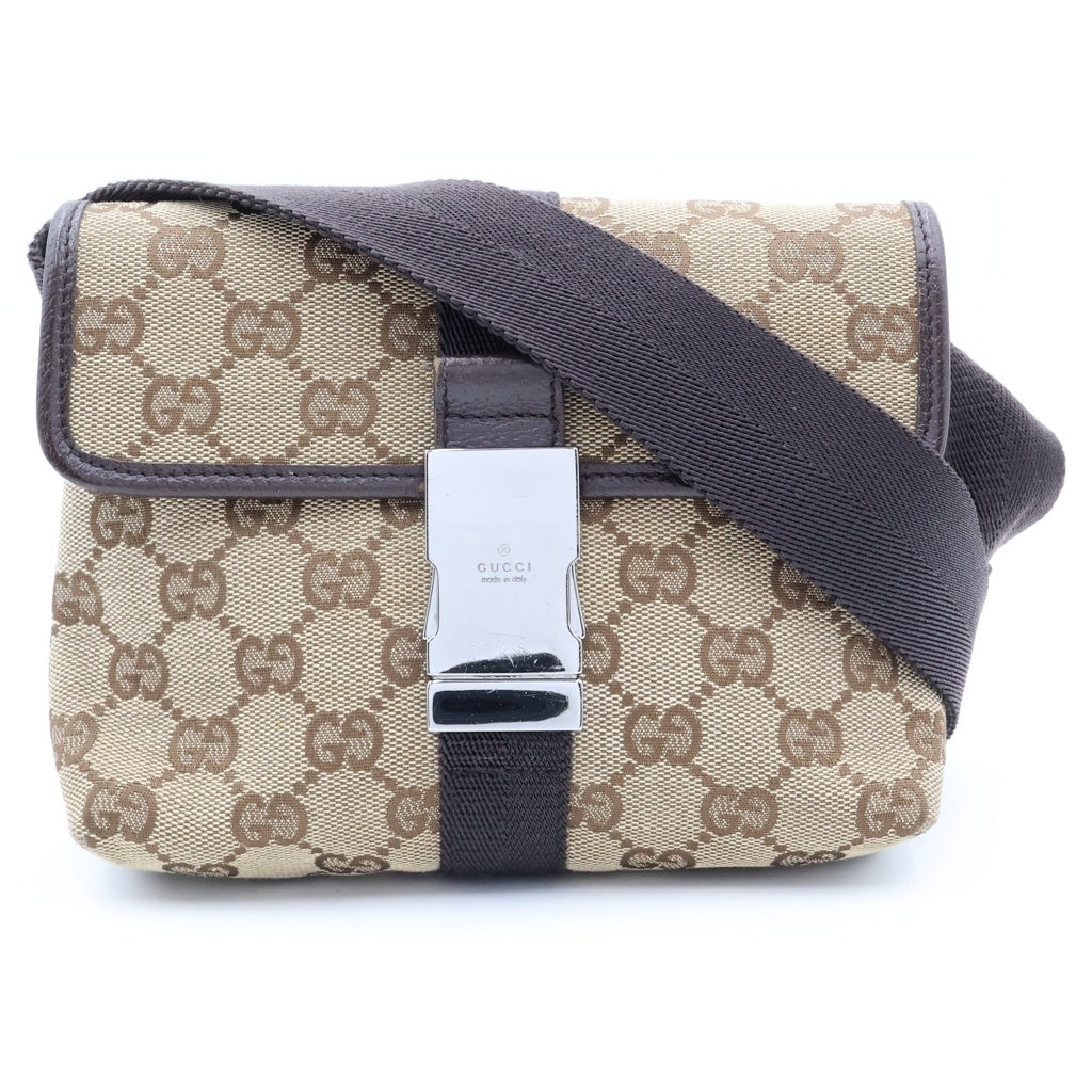 GUCCI(グッチ) GGキャンバス レザー ボディ ウエストバッグ ベージュ 131236 レディース