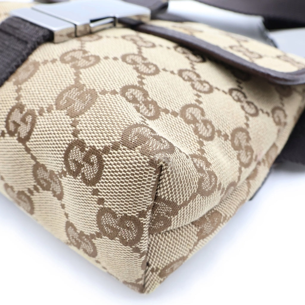 GUCCI(グッチ) GGキャンバス レザー ボディ ウエストバッグ ベージュ 131236 レディース