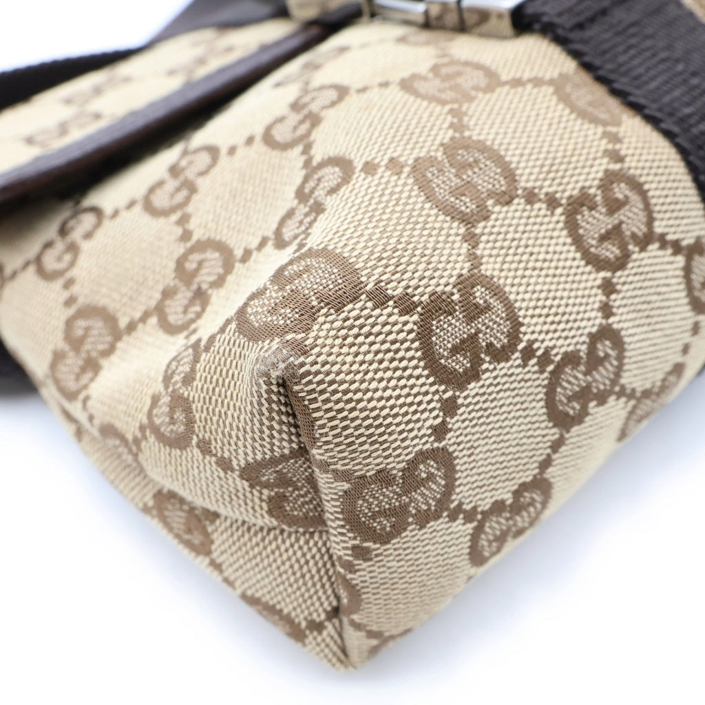 GUCCI(グッチ) GGキャンバス レザー ボディ ウエストバッグ ベージュ 131236 レディース