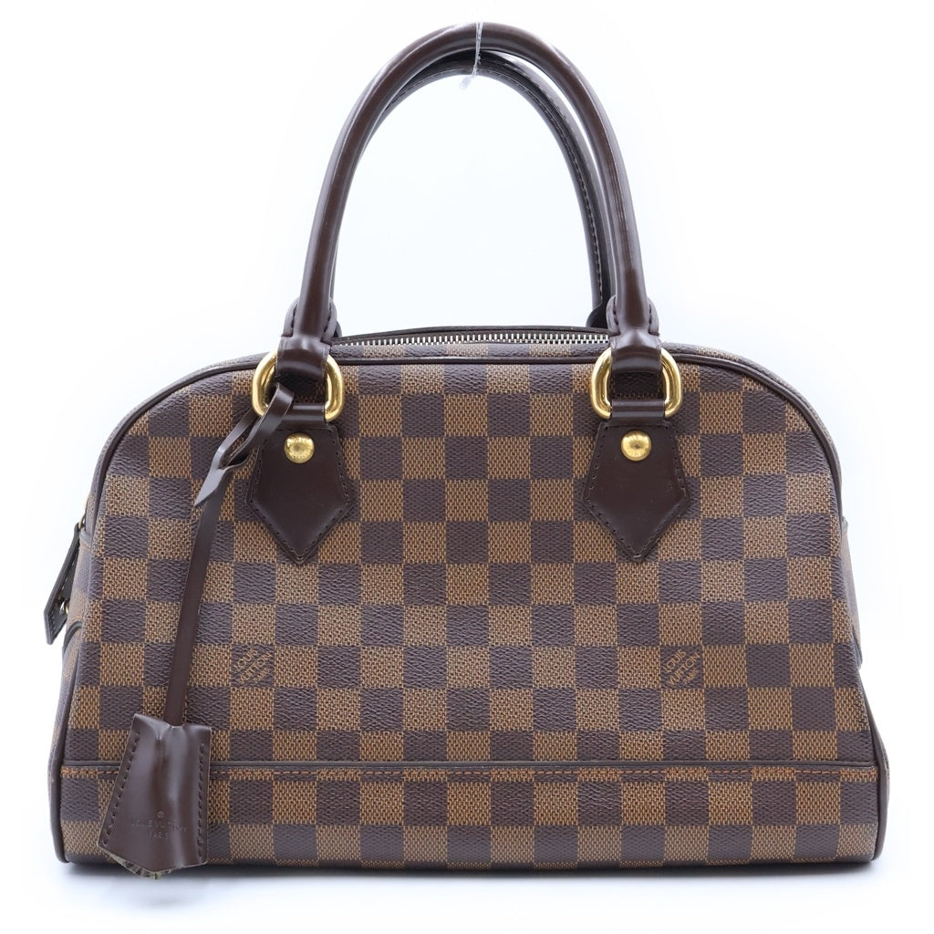 LOUIS VUITTON(ルイヴィトン) ダミエ ドゥオモ ハンドバッグ ブラウン レザー×PVC N60008 ゴールド金具 レディース
