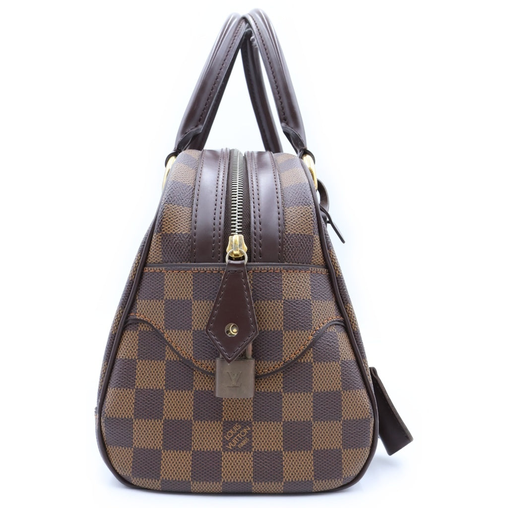 LOUIS VUITTON(ルイヴィトン) ダミエ ドゥオモ ハンドバッグ ブラウン レザー×PVC N60008 ゴールド金具 レディース