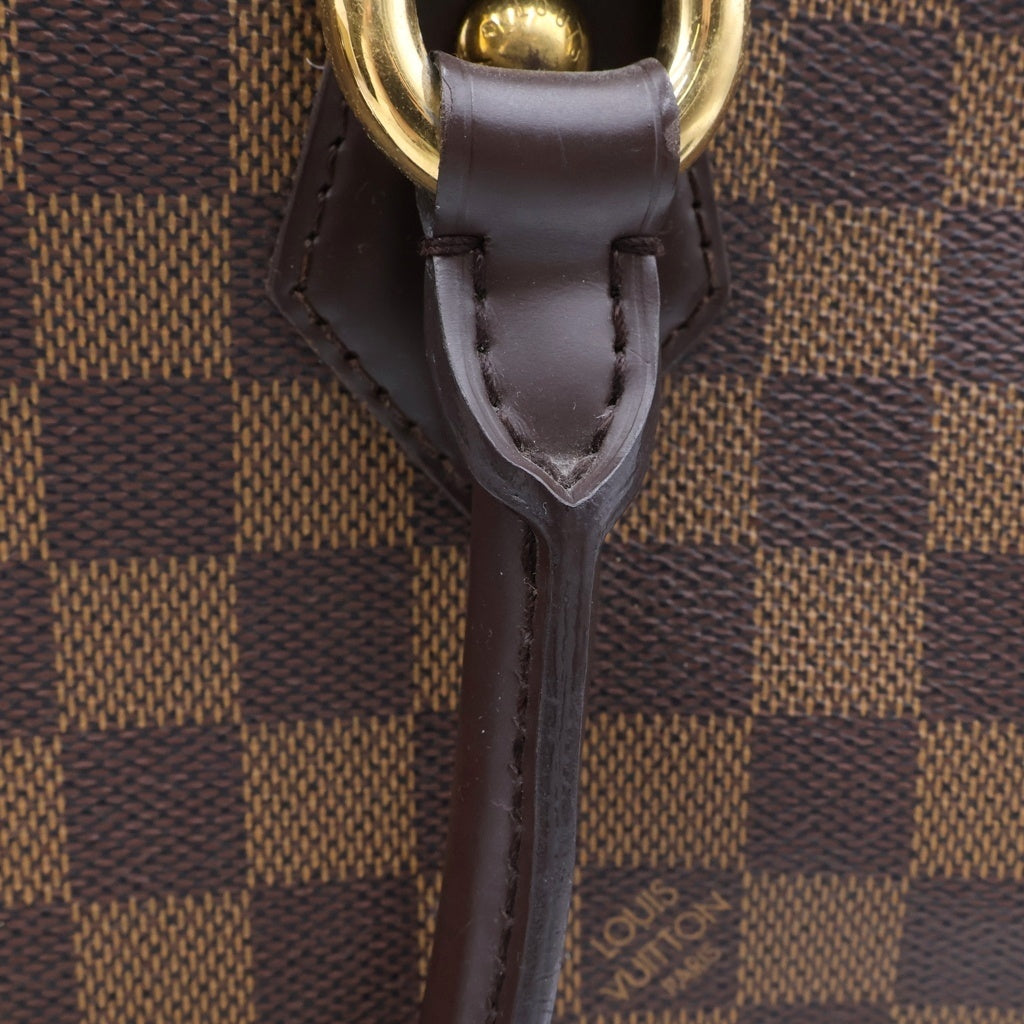 LOUIS VUITTON(ルイヴィトン) ダミエ ドゥオモ ハンドバッグ ブラウン レザー×PVC N60008 ゴールド金具 レディース