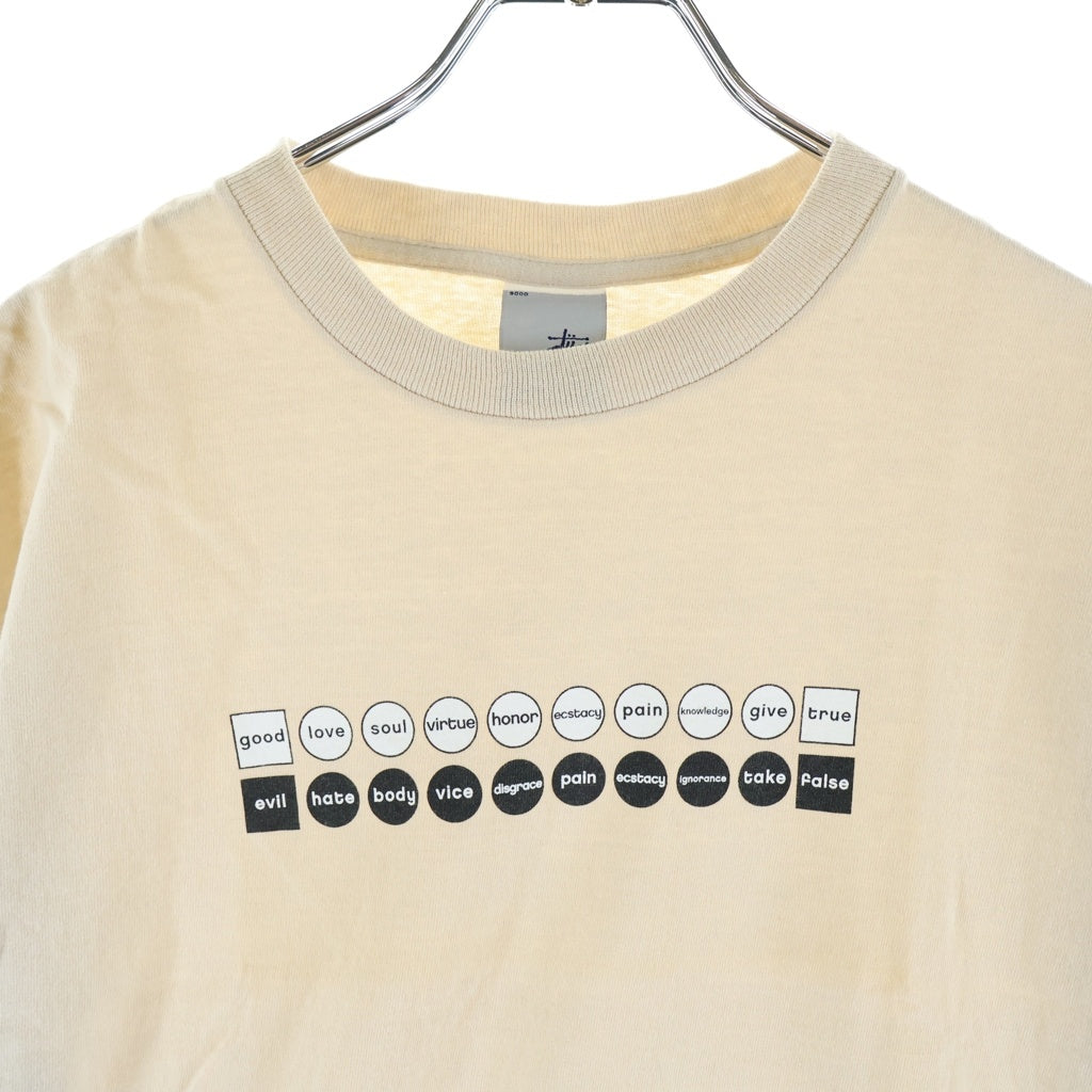 STUSSY(ステューシー) 00s OLD Opposite World Tee 反対語プリント 半袖Tシャツ カットソー 銀タグ ベージュ