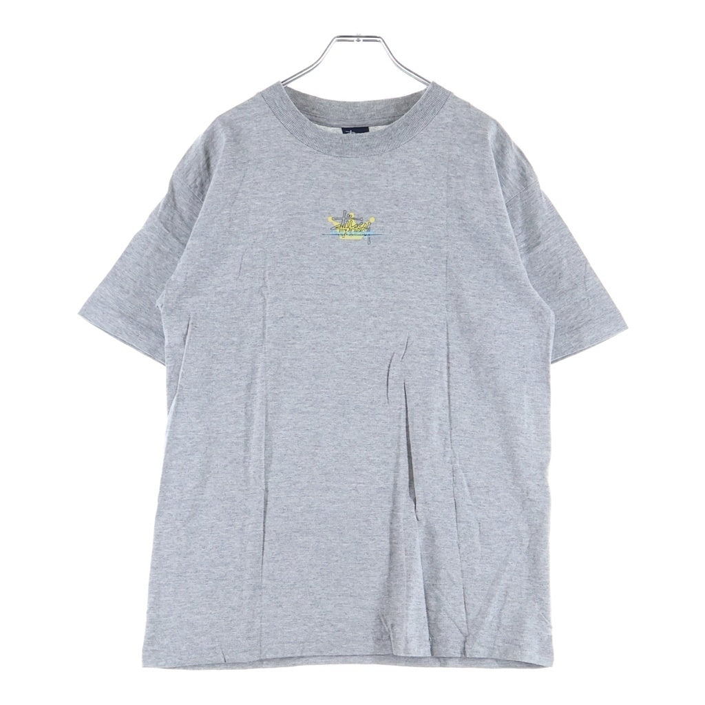 STUSSY(ステューシー) 90s OLD World Map Tee 地球儀 初期クラウンロゴ 半袖Tシャツ カットソー 紺タグ USA製 グレー