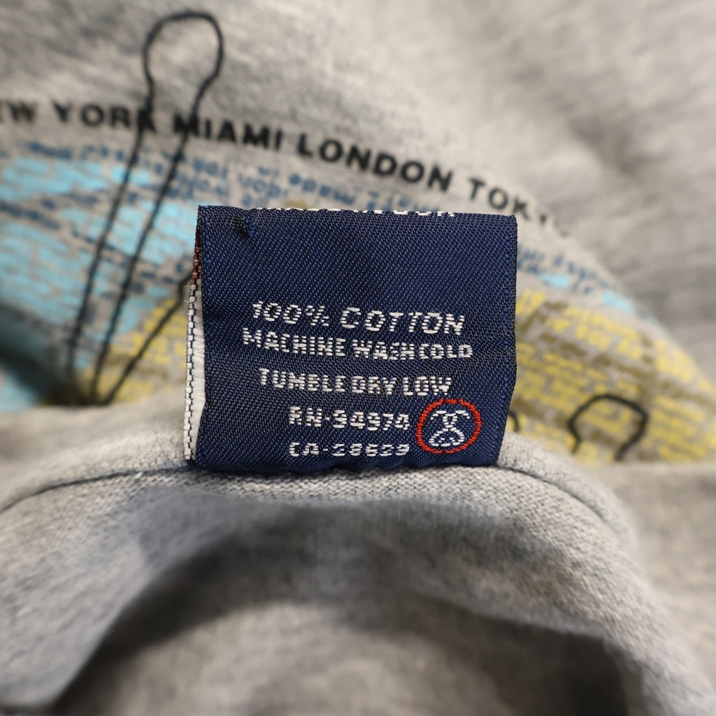 STUSSY(ステューシー) 90s OLD World Map Tee 地球儀 初期クラウンロゴ 半袖Tシャツ カットソー 紺タグ USA製 グレー
