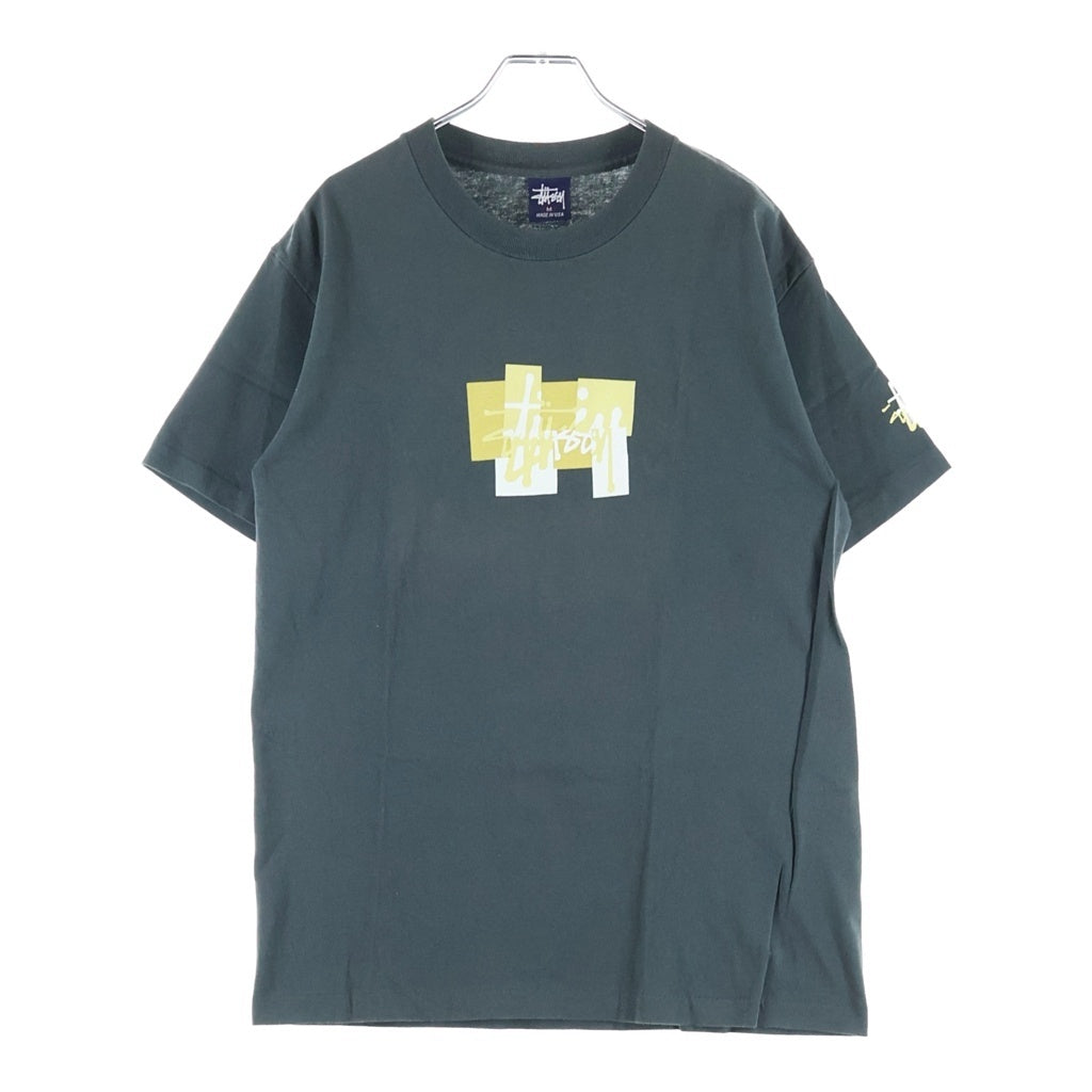 STUSSY(ステューシー) 90s OLD Block Design Tee ブロックデザイン 半袖ロゴTシャツ カットソー 紺タグ USA製 ダークグリーン