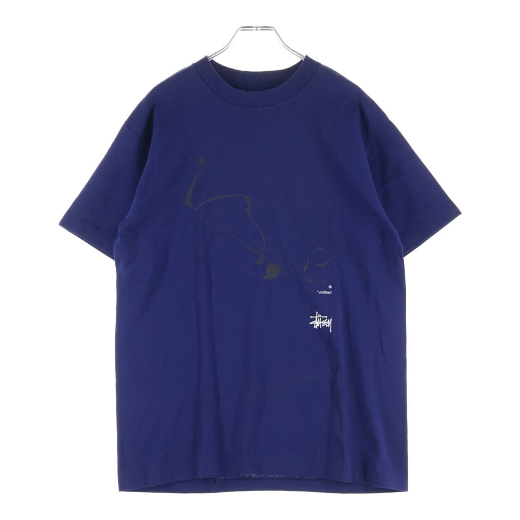 STUSSY(ステューシー) ×WTAPS 90s OLD Drip Technique ダブルタップスコラボ 両面プリント 半袖Tシャツ カットソー 紺タグ USA製 ネイビー