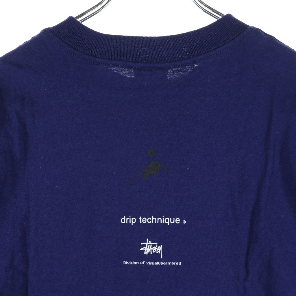 STUSSY(ステューシー) ×WTAPS 90s OLD Drip Technique ダブルタップスコラボ 両面プリント 半袖Tシャツ カットソー 紺タグ USA製 ネイビー