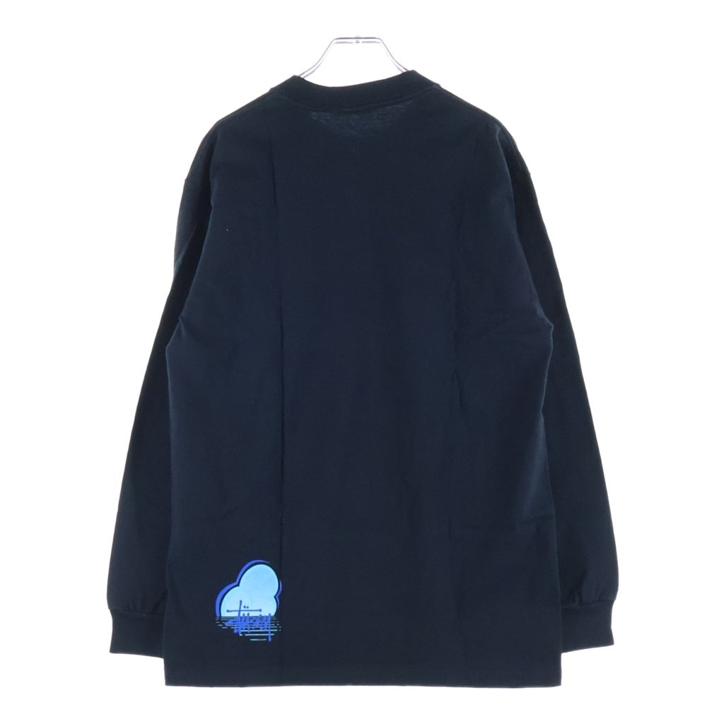 STUSSY(ステューシー) 90s OLD Wave Graphic L/S Tee 波デザイン ロングスリーブTシャツ 長袖 ロンT カットソー 紺タグ USA製 ブラック