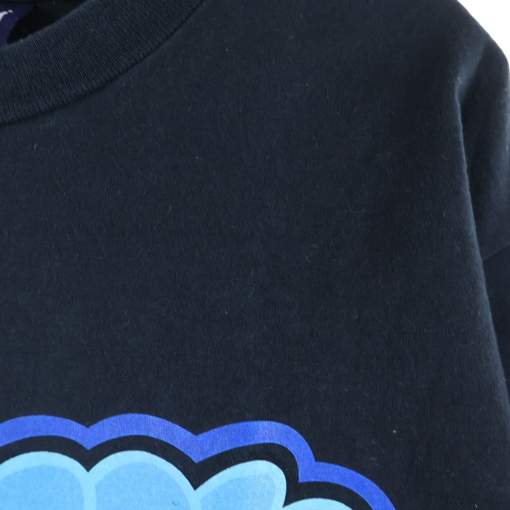STUSSY(ステューシー) 90s OLD Wave Graphic L/S Tee 波デザイン ロングスリーブTシャツ 長袖 ロンT カットソー 紺タグ USA製 ブラック