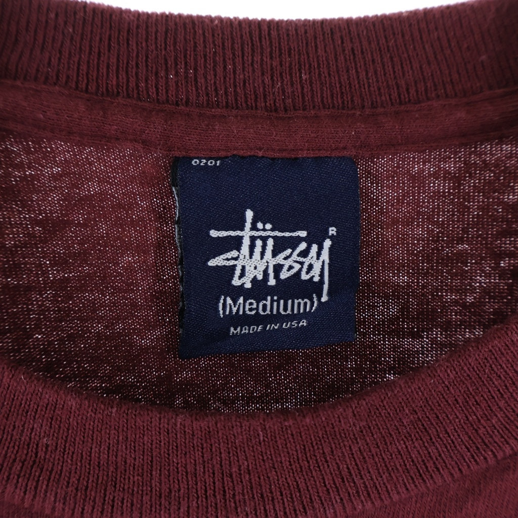 STUSSY(ステューシー) 90s OLD JAI ALAI Tee ハイ ライ 両面プリント 半袖Tシャツ カットソー 紺タグ バーガンディ