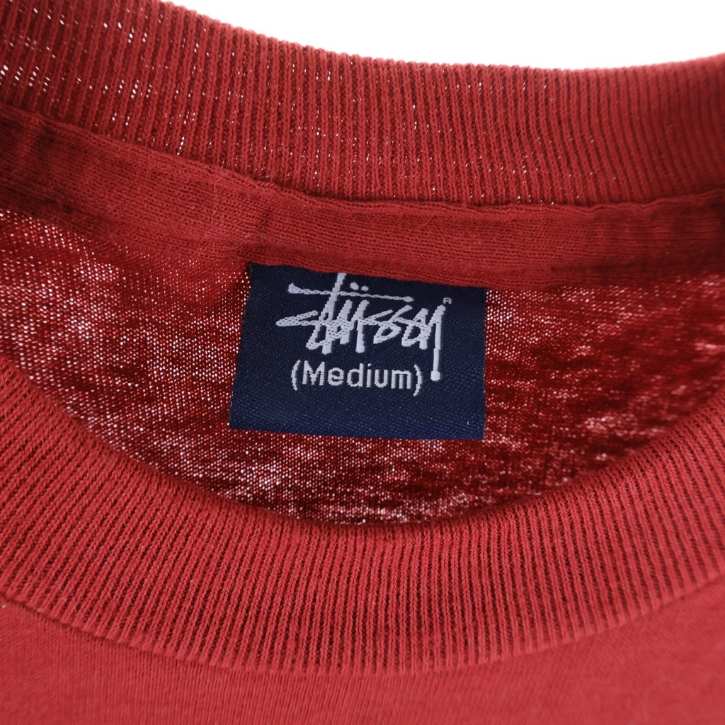 STUSSY(ステューシー) 90-00s OLD STUSSY CORNER SPOT 半袖プリントTシャツ カットソー コットン レッド