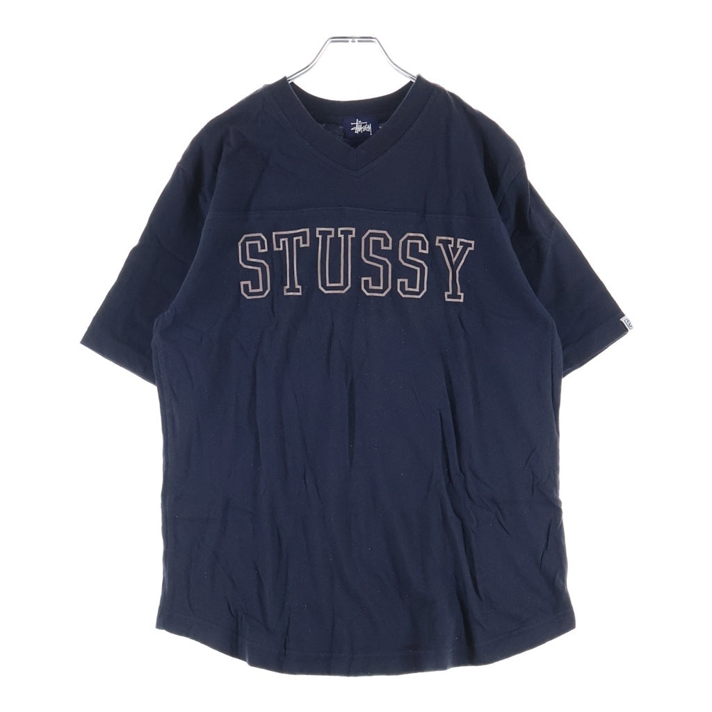 STUSSY(ステューシー) 90s OLD コットンメッシュ切り替え 半袖Tシャツ カットソー ネイビー
