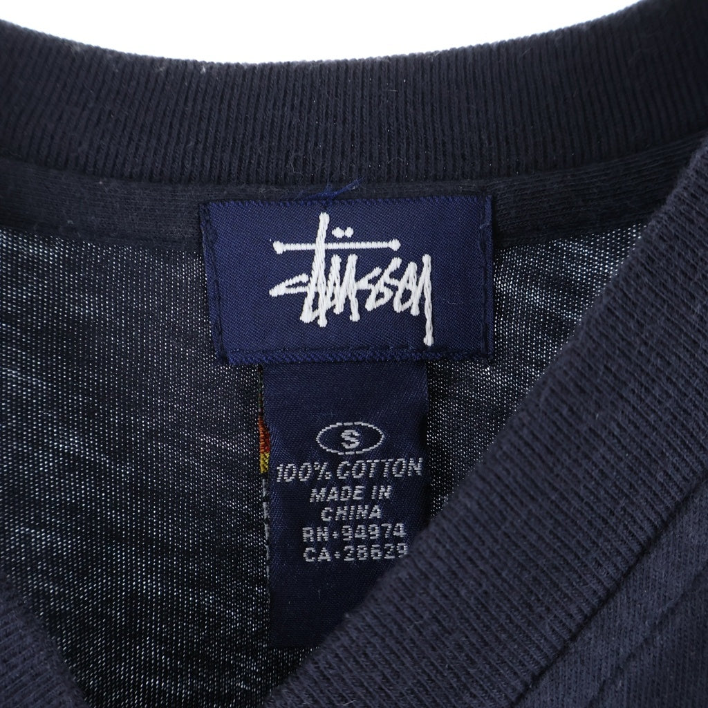 STUSSY(ステューシー) 90s OLD コットンメッシュ切り替え 半袖Tシャツ カットソー ネイビー