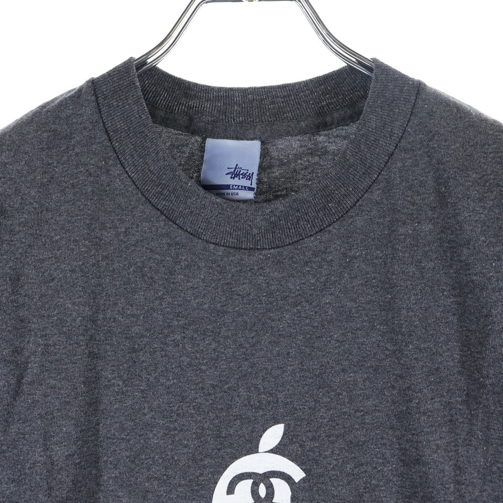 STUSSY(ステューシー) 00s OLD Apple Mac Think International アップルパロディロゴ 半袖Tシャツ カットソー 銀タグ グレー