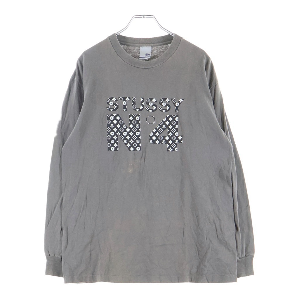 STUSSY(ステューシー) 00s OLD Monogram Parody L/S Tee モノグラムパロディ 長袖Tシャツ ロンT カットソー ナンバー4 グレー