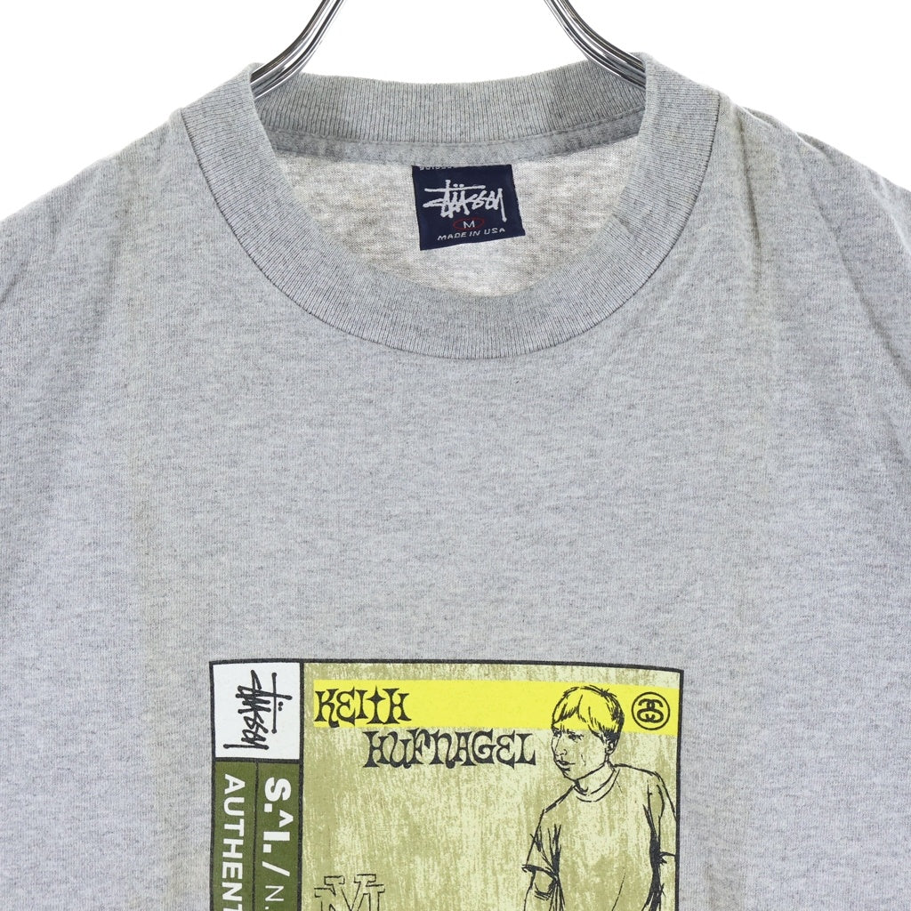 STUSSY(ステューシー) 90-00s OLD Keith Hufnage キース ハフナゲル 半袖プリントTシャツ カットソー グレー