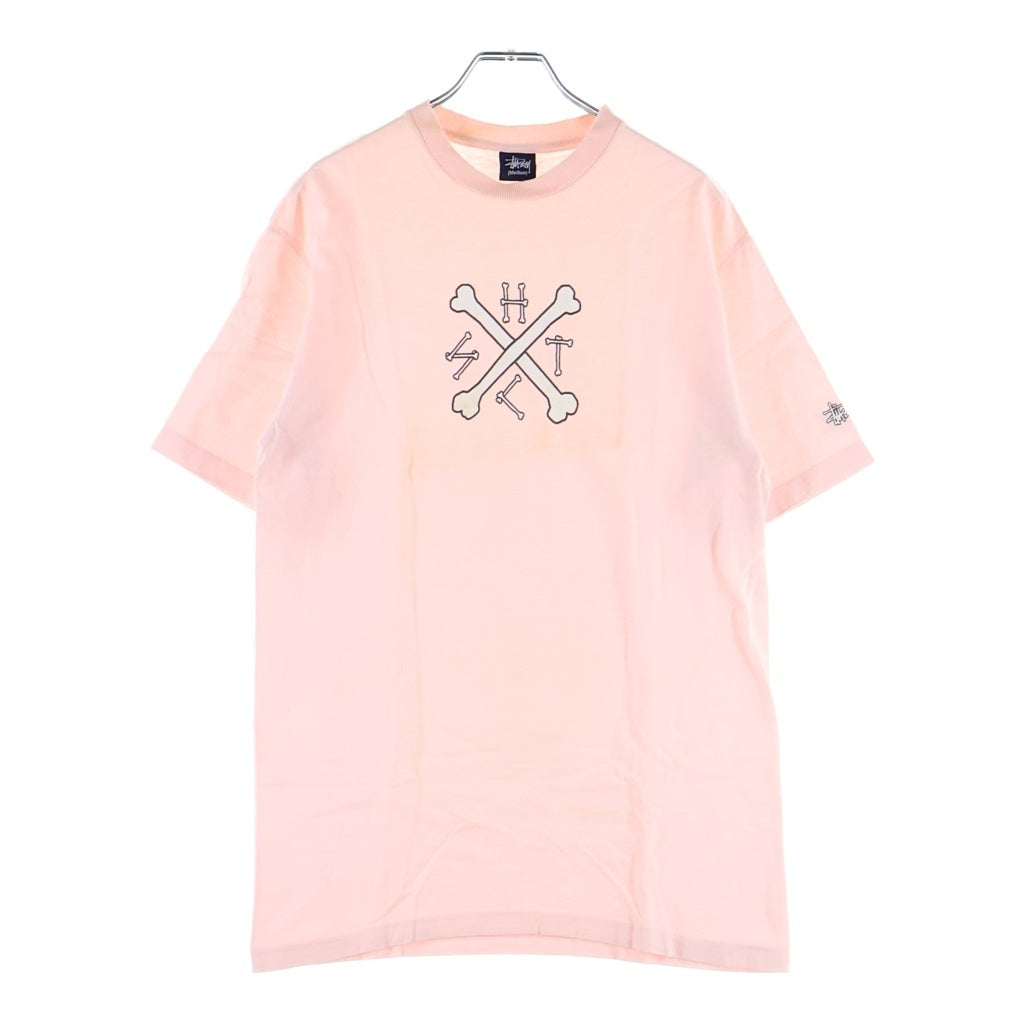 STUSSY(ステューシー) 90s OLD Cross Bone Tee クロスボーン 半袖プリントTシャツ カットソー 紺タグ ピンク