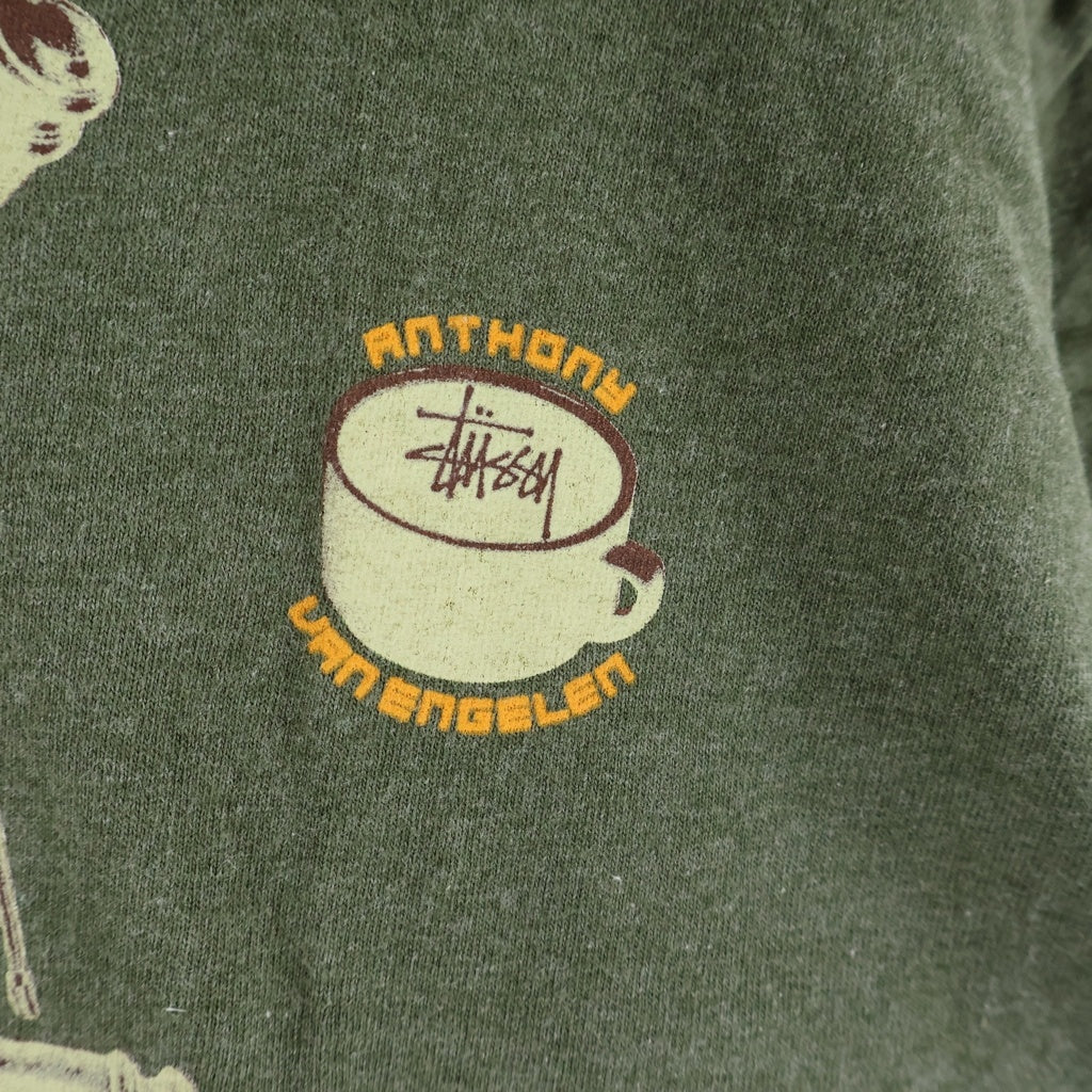 STUSSY(ステューシー) 90-00s OLD Anthony van engelen A.V.E. アンソニー バン エンゲラン 半袖プリントTシャツ カットソー グリーン