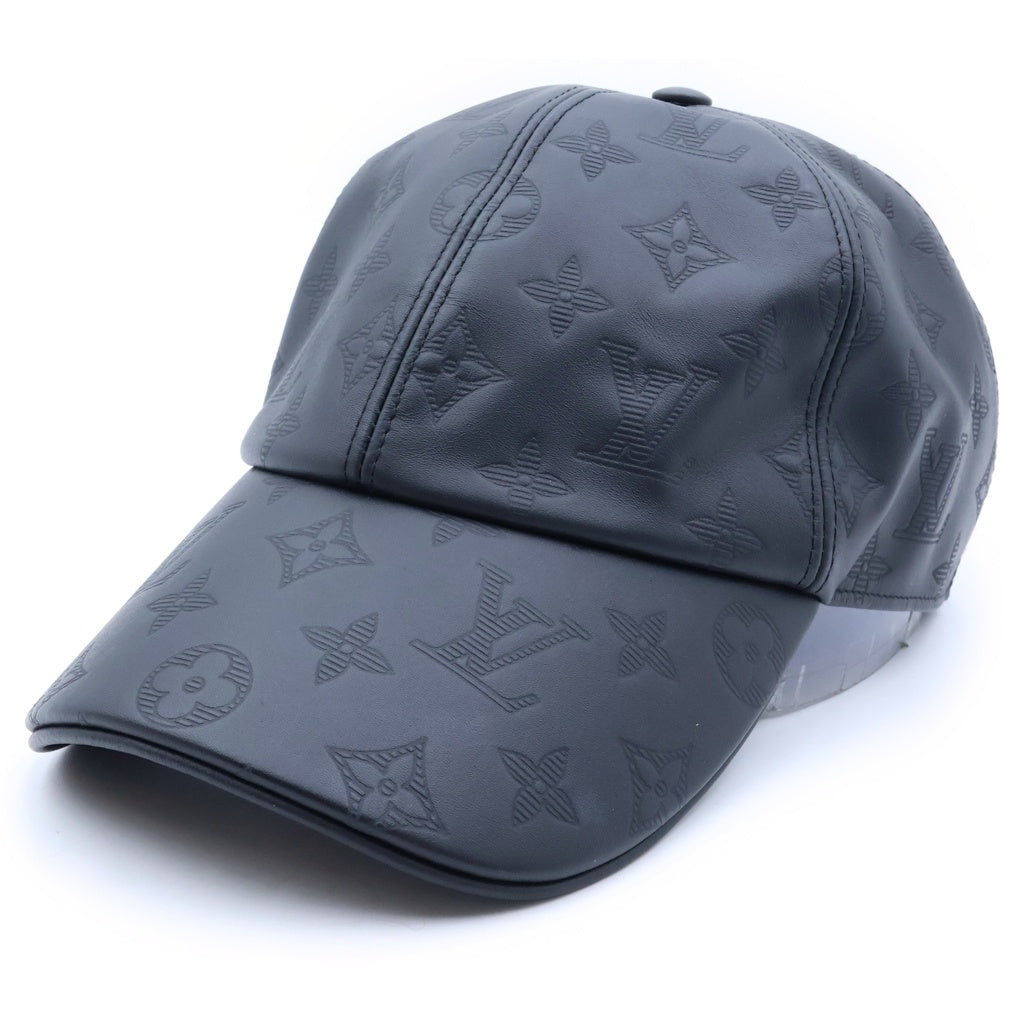 LOUIS VUITTON(ルイヴィトン) モノグラム シャドウ レザー ベースボールキャップ 帽子 ブラック M5473L レディース
