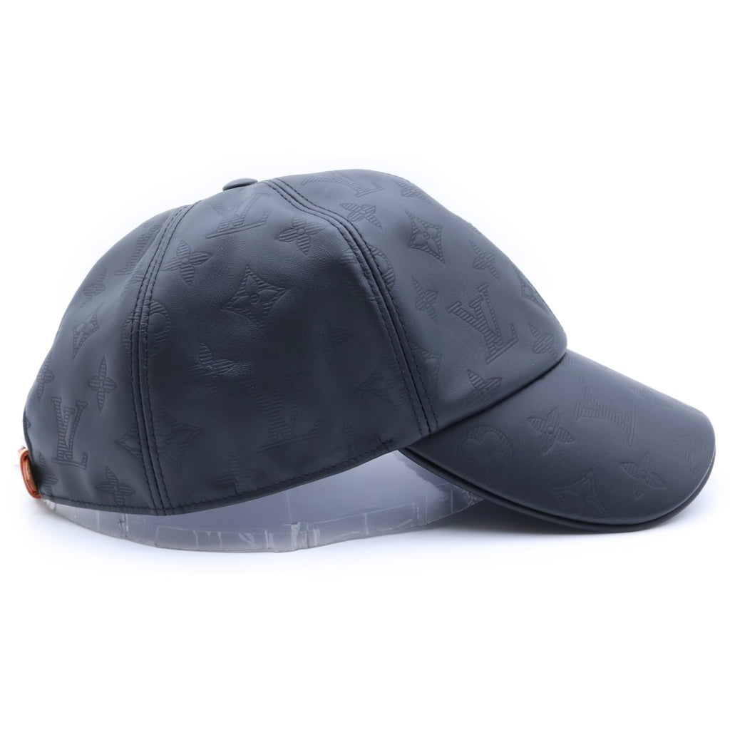 LOUIS VUITTON(ルイヴィトン) モノグラム シャドウ レザー ベースボールキャップ 帽子 ブラック M5473L レディース