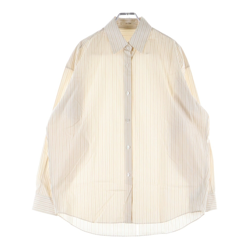 THE ROW(ザロウ) CASTER SHIRT キャスター ストライプ オーガニックコットン レギュラーカラー 長袖シャツ ベージュ 8629-W3584 レディース